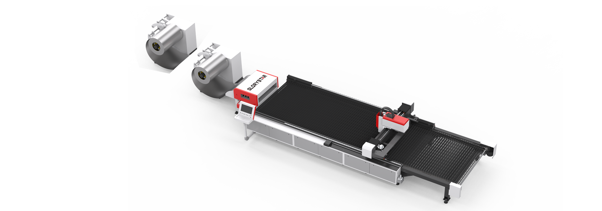 一站式卷材激光切割機(jī)-多臺(tái)開(kāi)卷料架